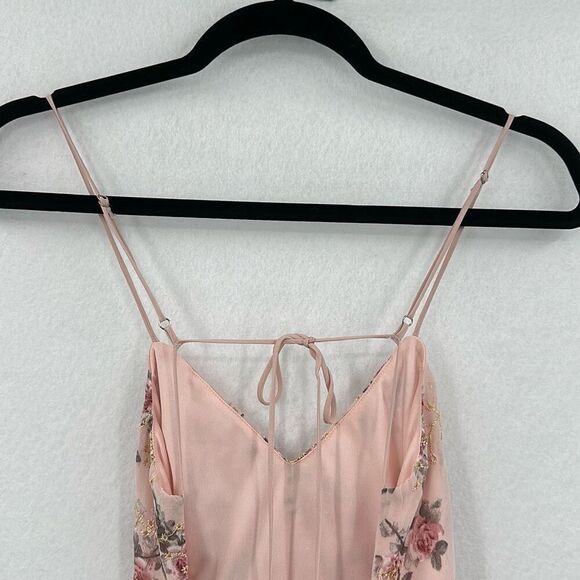Lucy in the Sky Pink Floral Print Tie-Back Mini Dress Small - Picture 9 of 11